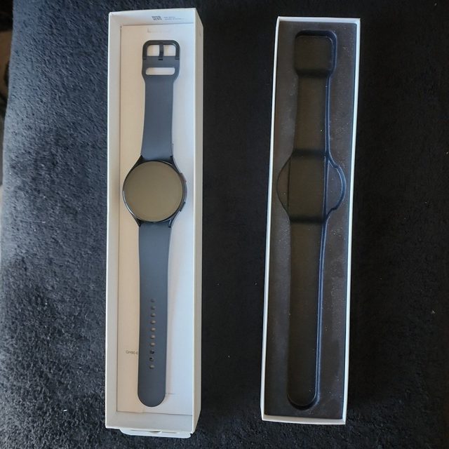 Samsung Galaxy Watch 5 with black band in its box